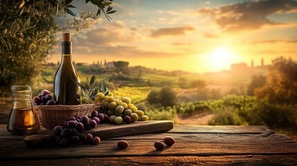 Tuscan Sunset: Wine, Grapes, and Olive Oil at Golden Hour