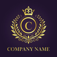 Letter C luxury gold logo concept