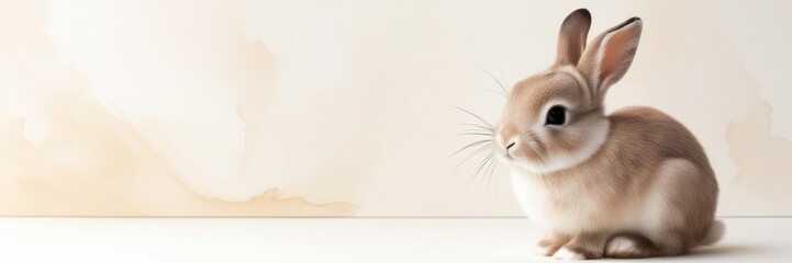 Obraz premium Lovely bunny easter rabbit. Animal nature concept. Happy easter day. Copy space for text banner