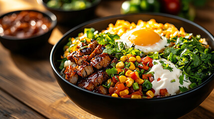 f1b0 , Teriyaki burrito bowl, JapaneseMexican hybrid