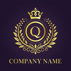 Letter Q luxury gold logo concept
