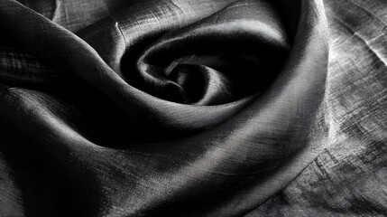 Fototapeta premium Elegant Black Silk Fabric Draped Swirls Texture