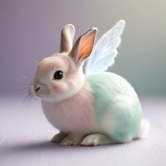 Obraz premium Fantasy baby rabbit with fairy wings. Easter or Valentine's day concept