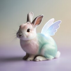 Obraz premium Fantasy baby rabbit with fairy wings. Easter or Valentine's day concept