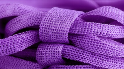 Close-up of vibrant purple mesh fabric. Ideal for activewear, accessories, or craft projects. Breathable and stylish.