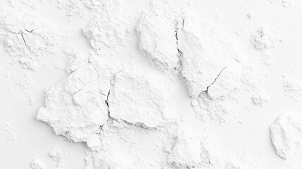 Obraz premium Abstract White Powder Texture Background, Closeup of Cracked Dry Surface, Detailed White Dust