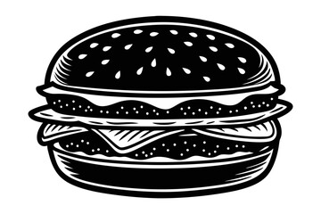 Delicious Burger Illustration - Fast Food Artwork for Creative Designs