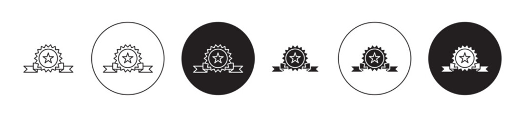 Achievement icons set in black filled and outlined style
