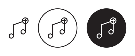 Add music icons set in black filled and outlined style