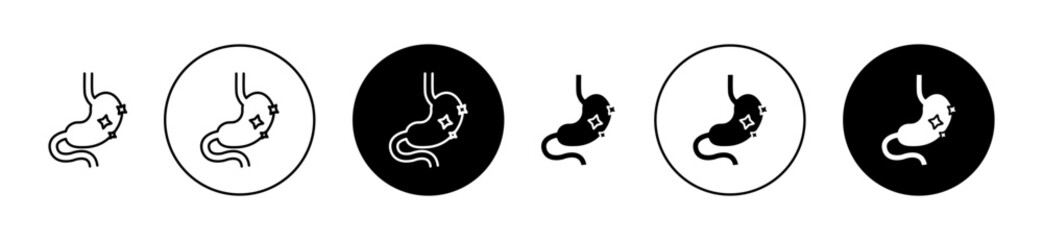 Aids nutrient absorption icons set in black filled and outlined style