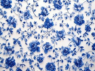 Blue floral wallpaper