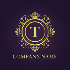Letter T luxury gold logo concept