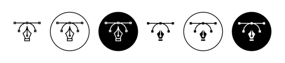 Bezier icons set in black filled and outlined style