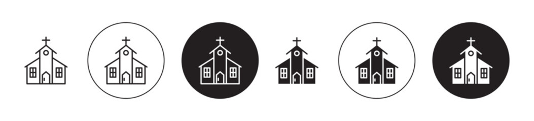 Church icons collection in black and blue colors