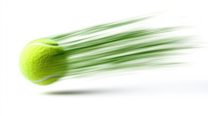A tennis ball with motion blur effect suggests speed and dynamism. Ideal for sports websites, blogs, or ads related to tennis, competition, or active lifestyle.