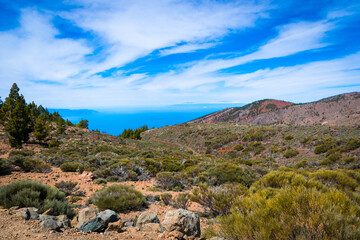 Fototapeta premium View from El Teide National Park with La Gomera island in the background, Tenerife, Canary Island, Spain
