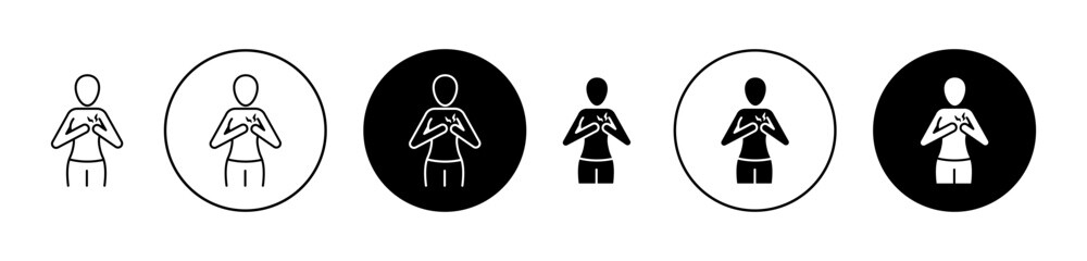 Heart attack icons set in black filled and outlined style