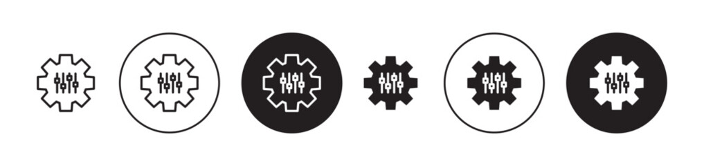 Mass customization Icons vectors. black solid and liner versions