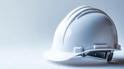 White Hard Hat on a Plain Background