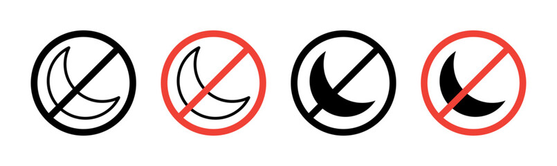 No moon icons set in black filled and outlined style
