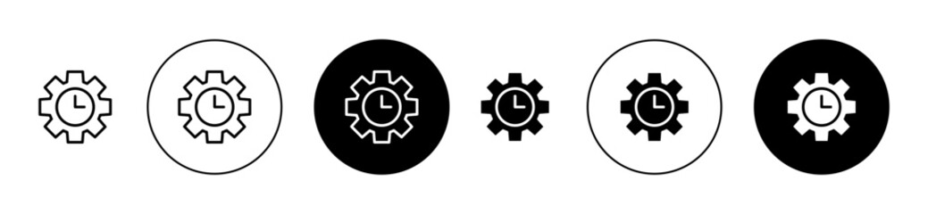 Productivity and efficiency icons set in black filled and outlined style