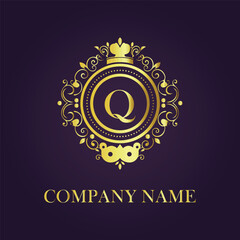 Letter Q luxury gold logo concept