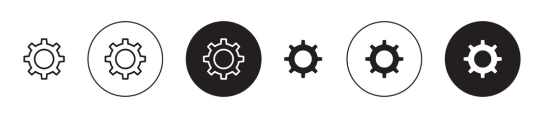 Settings icons vector pack in black and blue colors