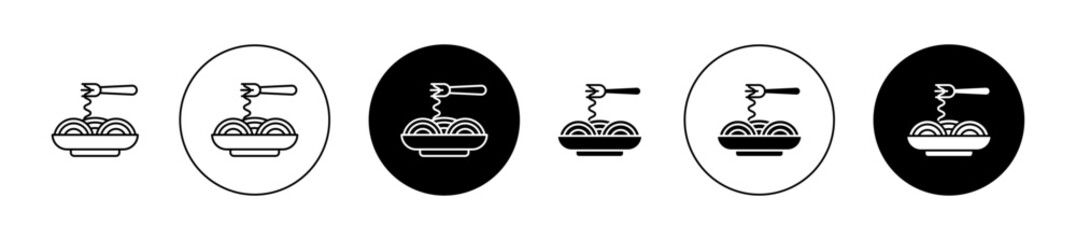 Spaghetti icons set in black filled and outlined style