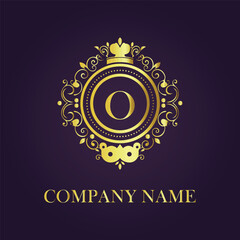 Letter O luxury gold logo concept