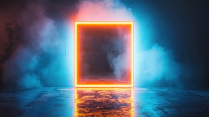 Futuristic portal glowing frame modern room digital art cinematic sci-fi atmospheric viewpoint