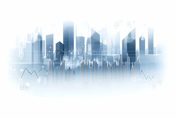 Abstract background with a grey flat bar graph and line chart of stock market or financial data, vector illustration in a white color theme.