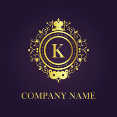 Letter K luxury gold logo concept