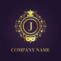 Naklejka premium Letter J luxury gold logo concept