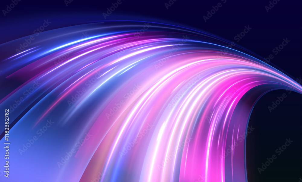 Poster glowing neon lights streak across the horizon, symbolizing high-speed movement. the speed trails enh