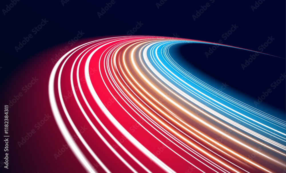 Aufkleber a smooth and fast motion of neon lights creates a futuristic, high-tech scene. it conveys the endles