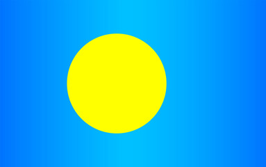 National flag of Palau. Yellow circle on a blue background