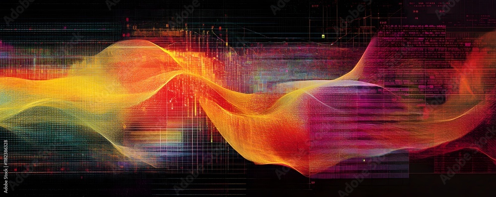 Poster a vibrant abstract background featuring flowing waves of colorful light. perfect for digital designs
