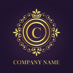 Letter C luxury gold logo concept