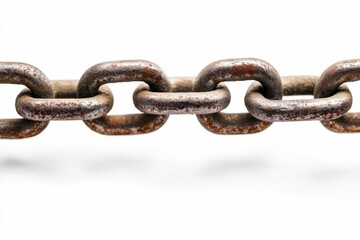 Rusty metal chain links, close-up view.