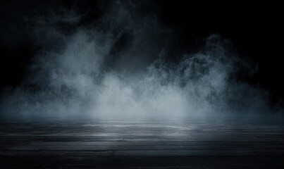 Fototapeta premium Dark, foggy background with a dark sky and sea, a dark atmosphere, misty and smoky. 