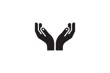 Fototapeta premium Two hand Silhouette illustration isolated one a white background