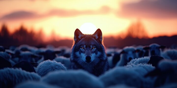wolf among sheep herd