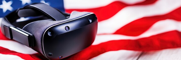  vr headset and american flag 