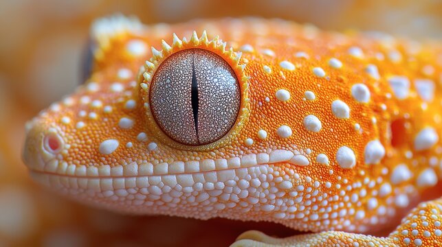 Photo Orange Gecko Eye Scales Skin Close-Up