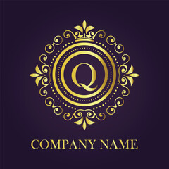 Letter Q luxury gold logo concept