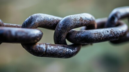 Fototapeta premium Rusty metal chain links close-up.