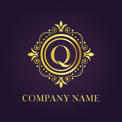 Letter Q luxury gold logo concept