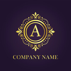 Letter A luxury gold logo concept