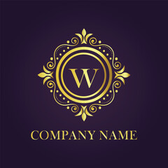 Letter W luxury gold logo concept