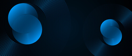 Futuristic circular line patterns. glowing circle lines Gradient. abstract background with circular design Horizontal banner template. Suit for poster, cover, banner, brochure, website
